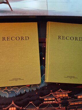 Lot of 2 Vintage Federal Supply Service RECORD Ledger Books GPO Green Blank
